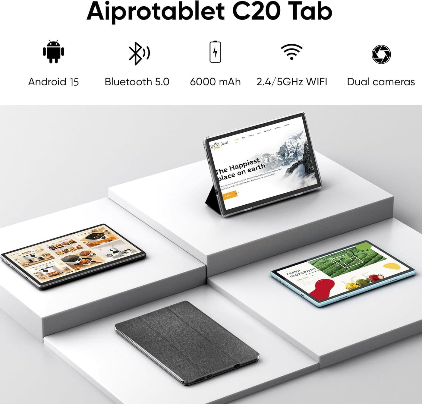 COLORROOM Tableta 10 pulgadas Android 15 tabletas, 12GB+64GB\/1TB E...