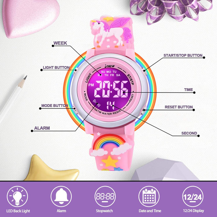 VAPCUFF Relojes impermeables 3D de dibujos animados para niñas con...