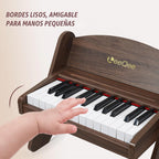 Piano de bebé para niños pequeños, piano de madera de 25 teclas para niños con control de volumen, mini instrumento educativo de música digital, piano de madera portátil de doble modo para niños de 3 años en adelante