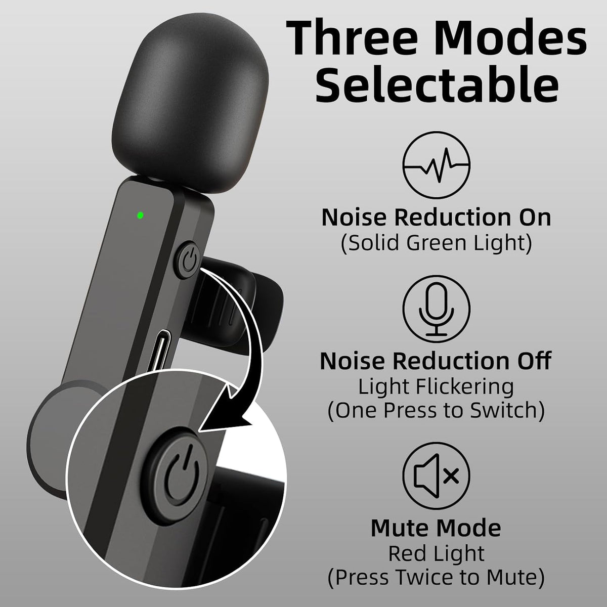Mini micrófono inalámbrico para iPhone PC, USB tipo C Lavalier Lapel