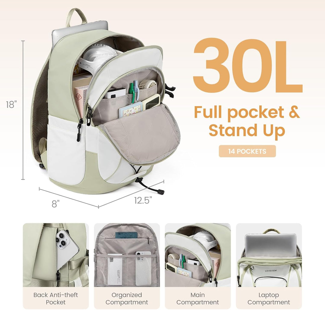 LOVEVOOK Mochila para hombre con bolsillo gigante para vaso, mochil...