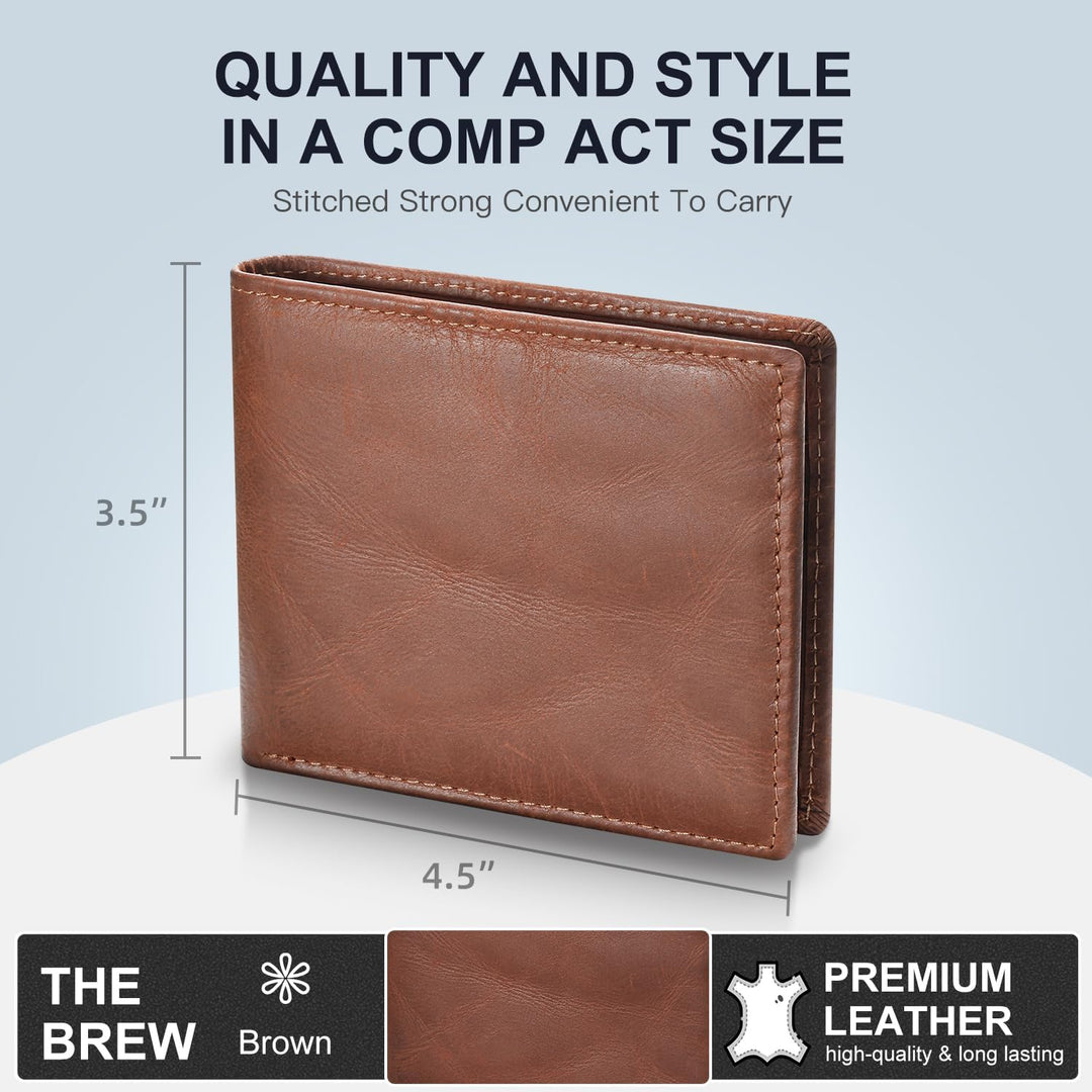 GSOIAX Cartera de cuero de grano superior para hombre, delgada, con...