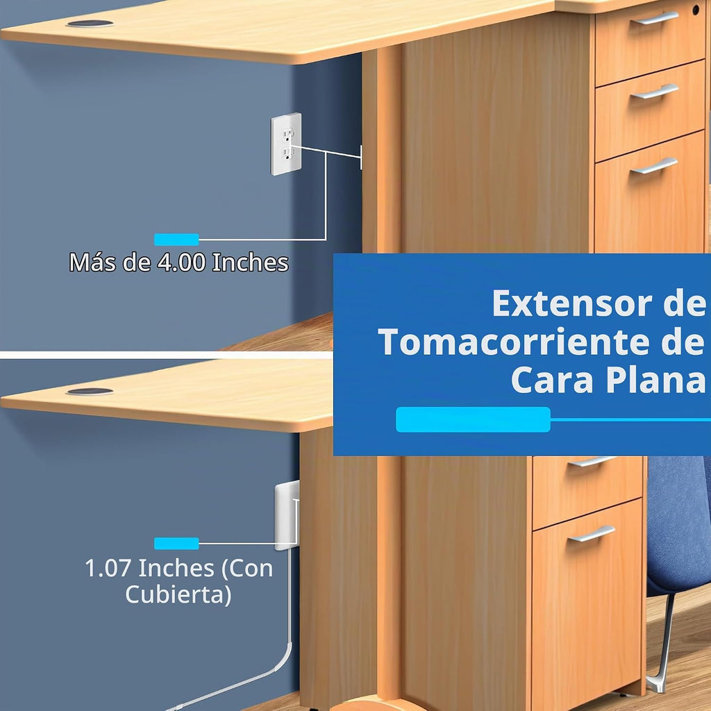 LIDER Extensor de salida protegido contra sobretensiones, 1 USB-A y 1 USB-C