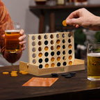 Foster & Rye Four and Win - Juego de mesa clásico, juegos para 2 jugadores, diseño vintage de madera - Juego de mesa de sobremesa