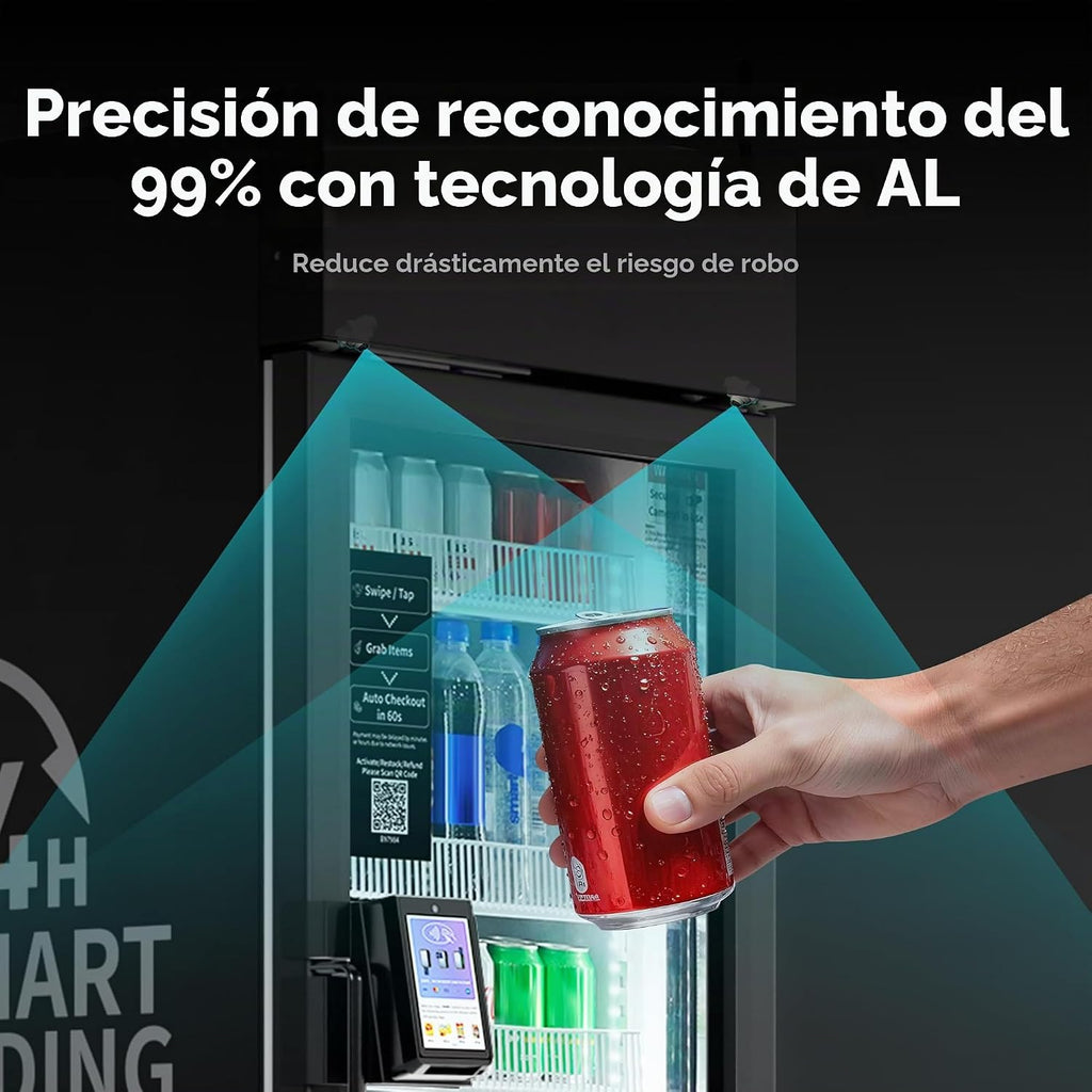 Máquina expendedora AI con autopago – DC360 Combo expendedor refrigerado para alimentos frescos, aperitivos y bebidas frías – Inventario en tiempo real – Ideal para oficina, escuela, hospital, gimnasio (negro)