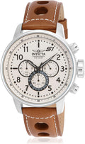 Reloj cronógrafo Invicta Rally S1 para hombre, de acero inoxidable, con correa de cuero marrón