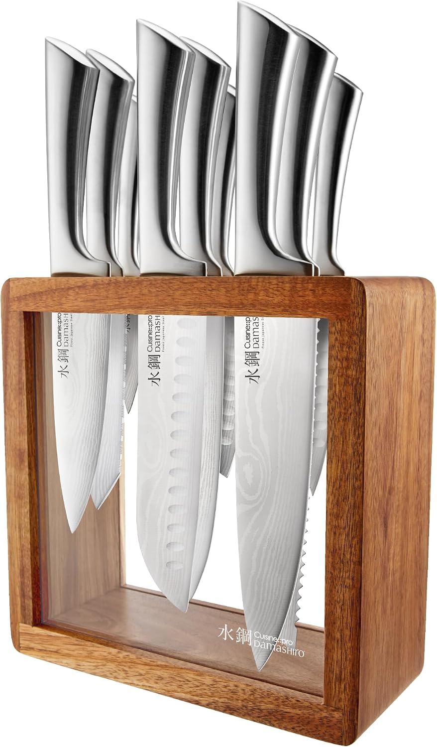 Cuisine::pro Damashiro Hiryu Juego de cuchillos de cocina de acero japonés de 10 piezas