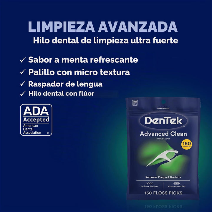 DenTek - Selecciones de hilo dental de limpieza avanzada Triple Cle...