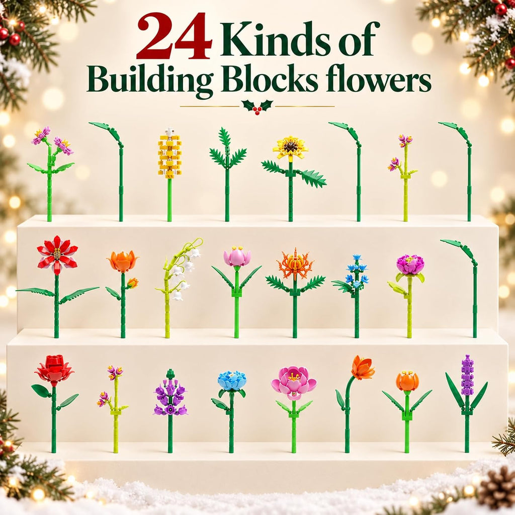 Calendarios de Adviento 2026 flores Bloques de construcción de Navidad para
