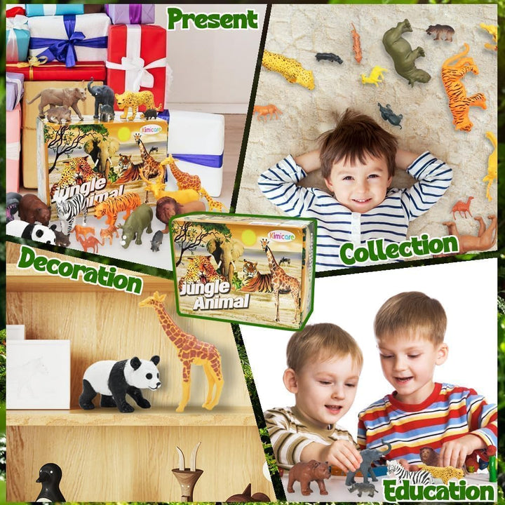 24 figuras de animales de safari y zoológico, juego de juguetes de...