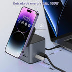 Estación de acoplamiento USB C para laptop, concentrador 9 en 1 con