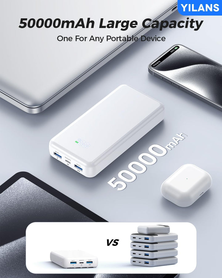 Cargador portátil, banco de energía de 50000 mAh con cable incorpor...