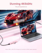 LENTION Hub USB C de cable de 3.3 pies de largo, 4K @60Hz, 100 W PD