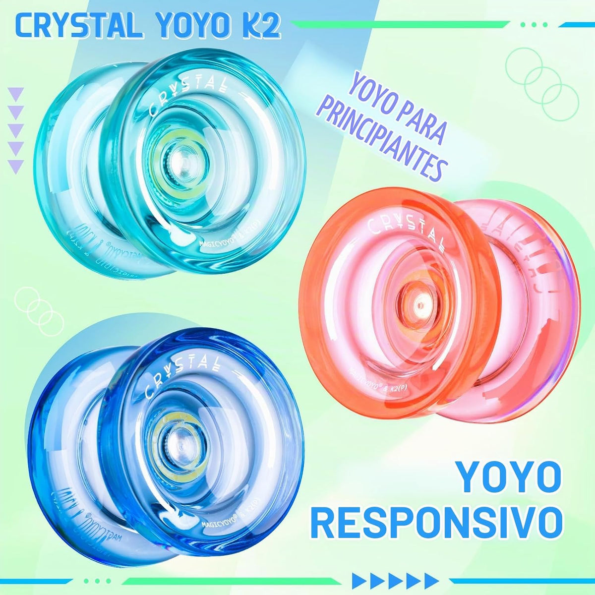 MAGICYOYO K2 - Yoyo profesional de cristal, paquete de 3, Yoyo sensible