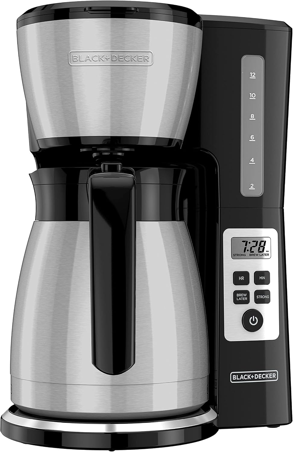 BLACK+DECKER Cafetera programable térmica de 12 tazas con fuerza de