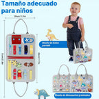 Juguete Montessori para niños y niñas, regalos de cumpleaños, juguete sensorial de viaje para autismo, actividad educativa, libro sensorial ocupado para aprender habilidades motoras finas, gris