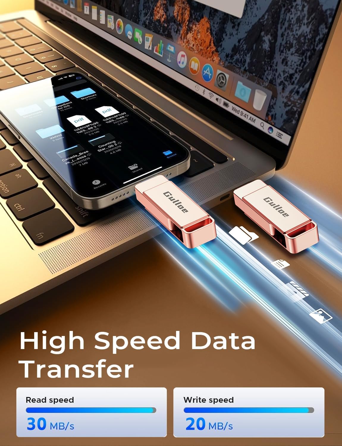 Gulloe Unidad flash de 512 GB diseñada para iPhone, almacenamiento...