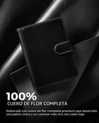 Soporte para pasaporte para familia de viajes: Cartera de cuero de grano completo para pasaporte para hombres - Cartera delgada con hebilla magnética con bloqueo RFID para billete aéreo SIM