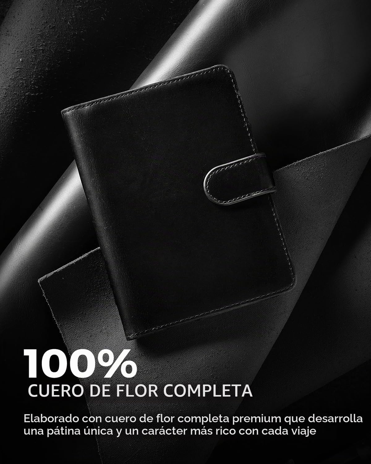 Soporte para pasaporte para familia de viajes: Cartera de cuero de grano completo para pasaporte para hombres - Cartera delgada con hebilla magnética con bloqueo RFID para billete aéreo SIM