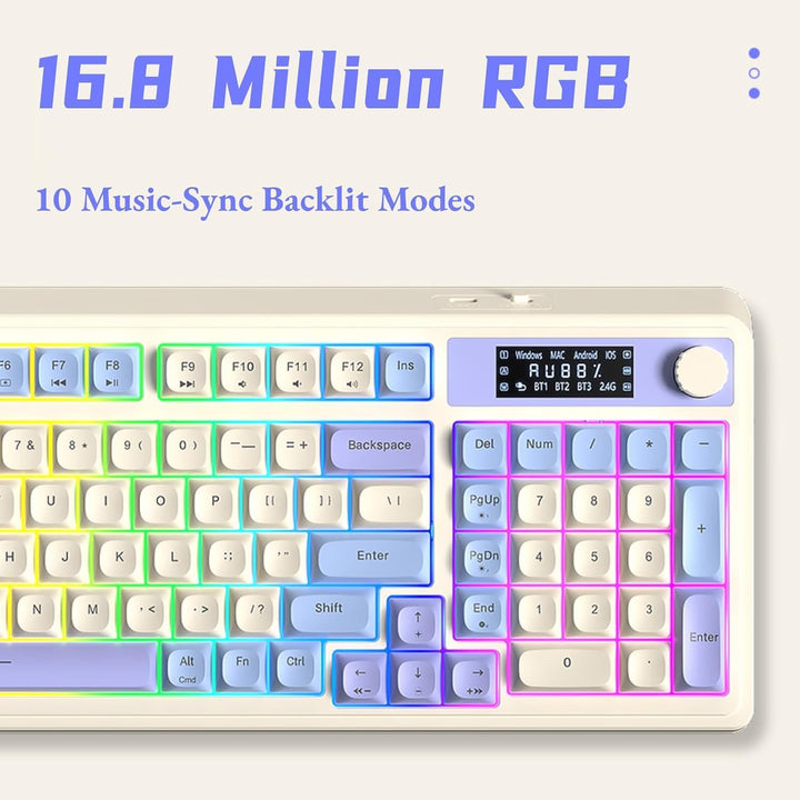 AULA Teclado inalámbrico S99 Pro, teclados para juegos, perilla mul...