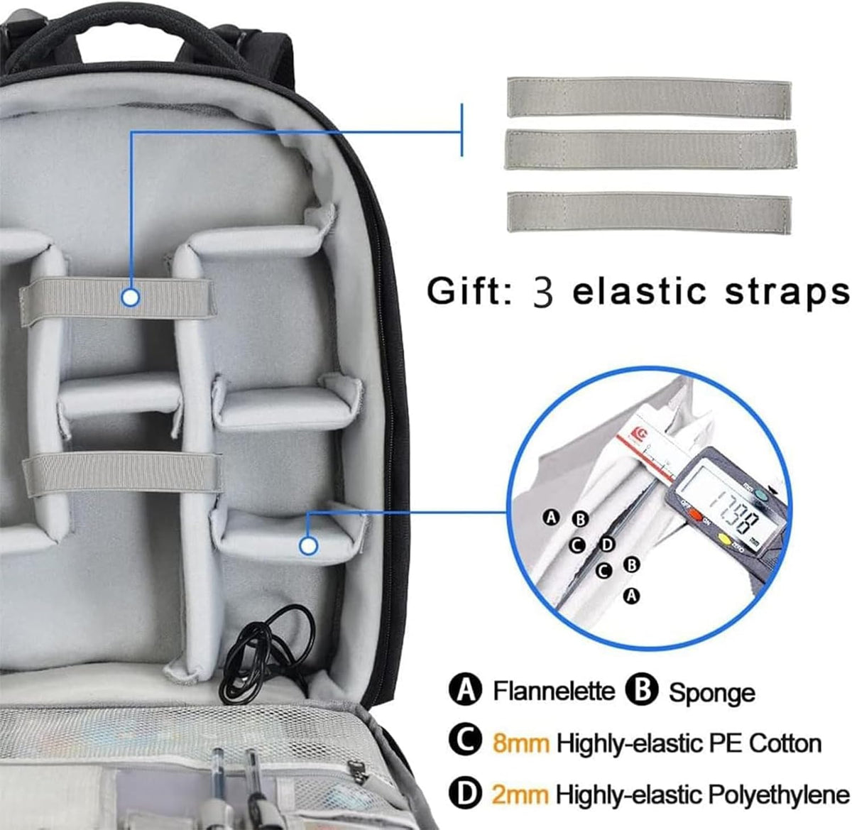 Mochila para cámara CADeN profesional para DSLR con puerto de carga USB y cubierta impermeable, mochila para fotografía y laptop para mujeres y hombres