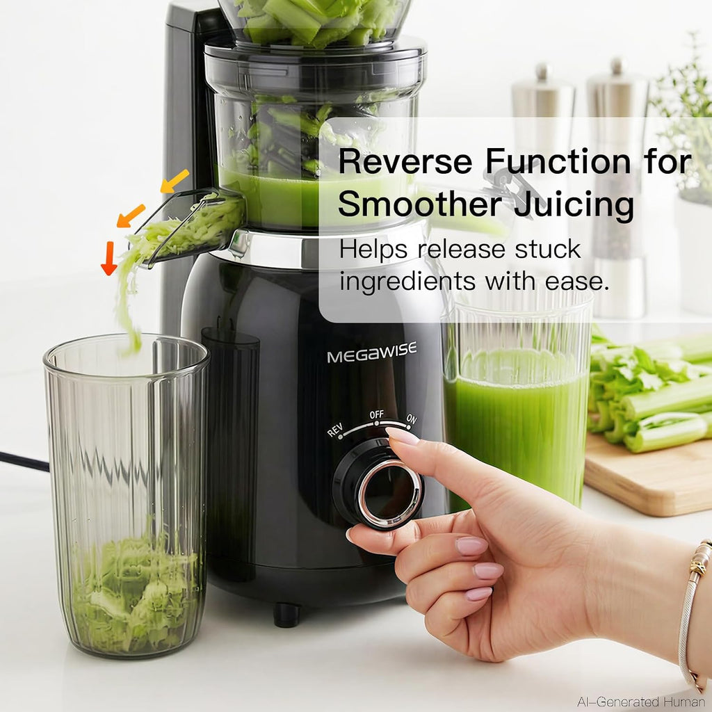 MEGAWISE Juicer frío de la prensa, 800W lento que mastican el Juicer para