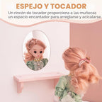 ROBUD Armario de juego de madera para muñecas, Armario de muñecas mueble closet