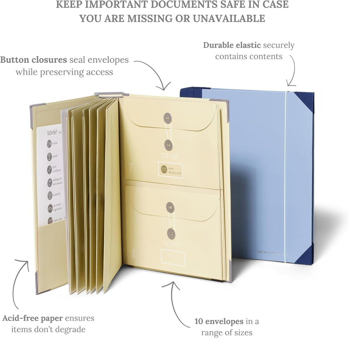 Savor Folio Important - Organizador de documentos, carpeta de archivos sin