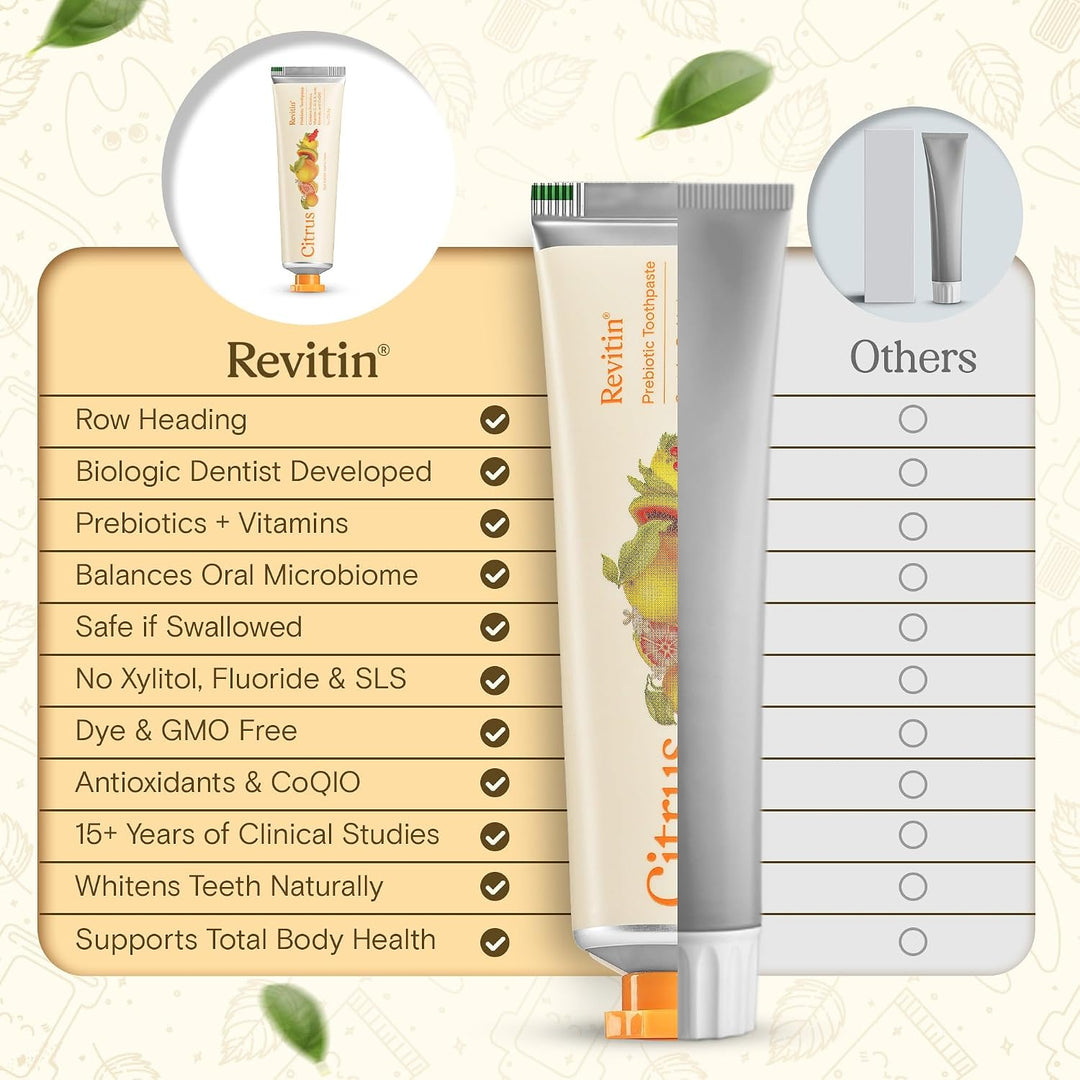 Revitin Pasta de dientes de tamaño viaje, gel prebiótico sin flúor,...