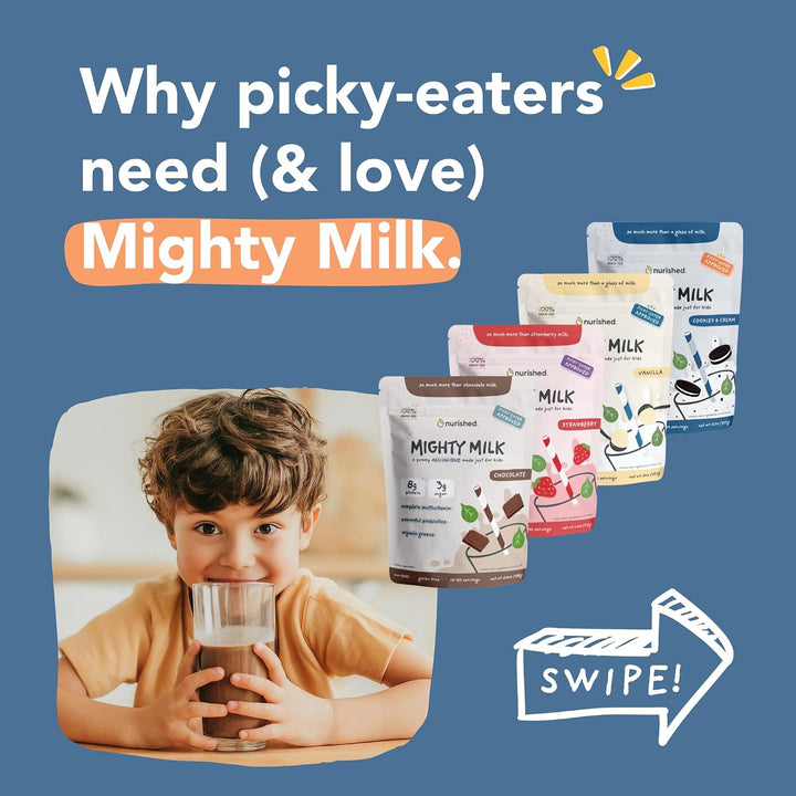 Nurished Mighty Chocolate Milk - Proteína diaria en polvo para niño...