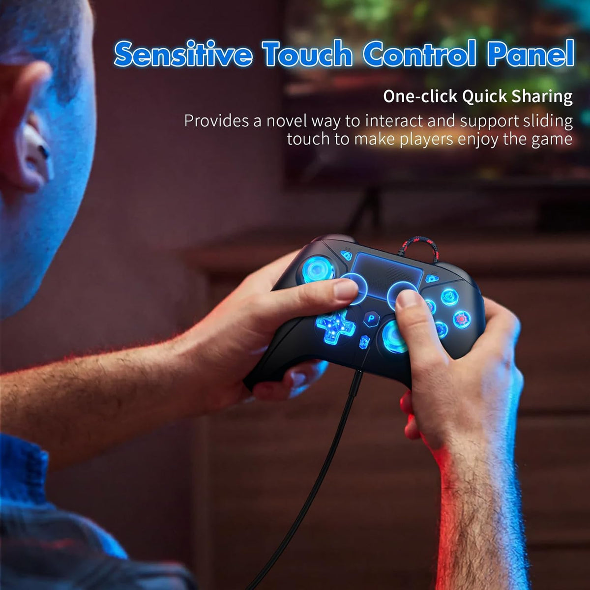 Compatible con controlador PS5, controlador con cable para PlayStat...