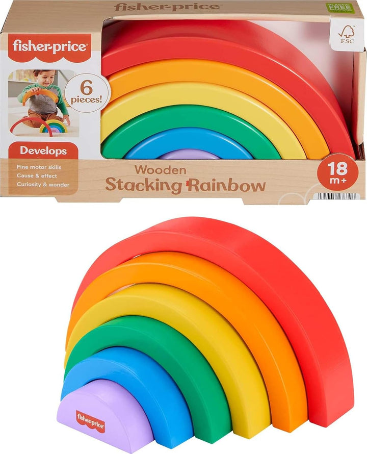 Fisher-Price Juego de piezas de madera arcoíris apilables