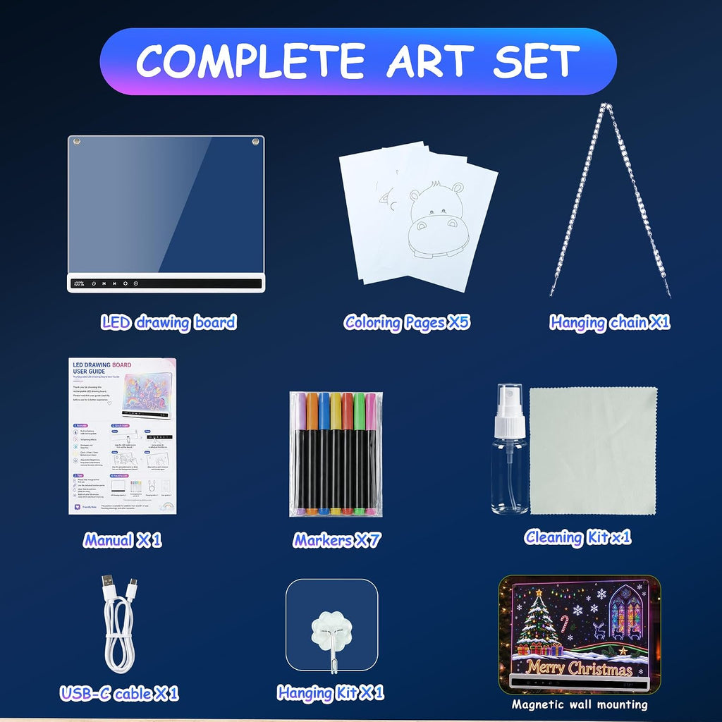 Tablero de dibujo LED de 16 pulgadas recargable iluminado tablero de dibujo