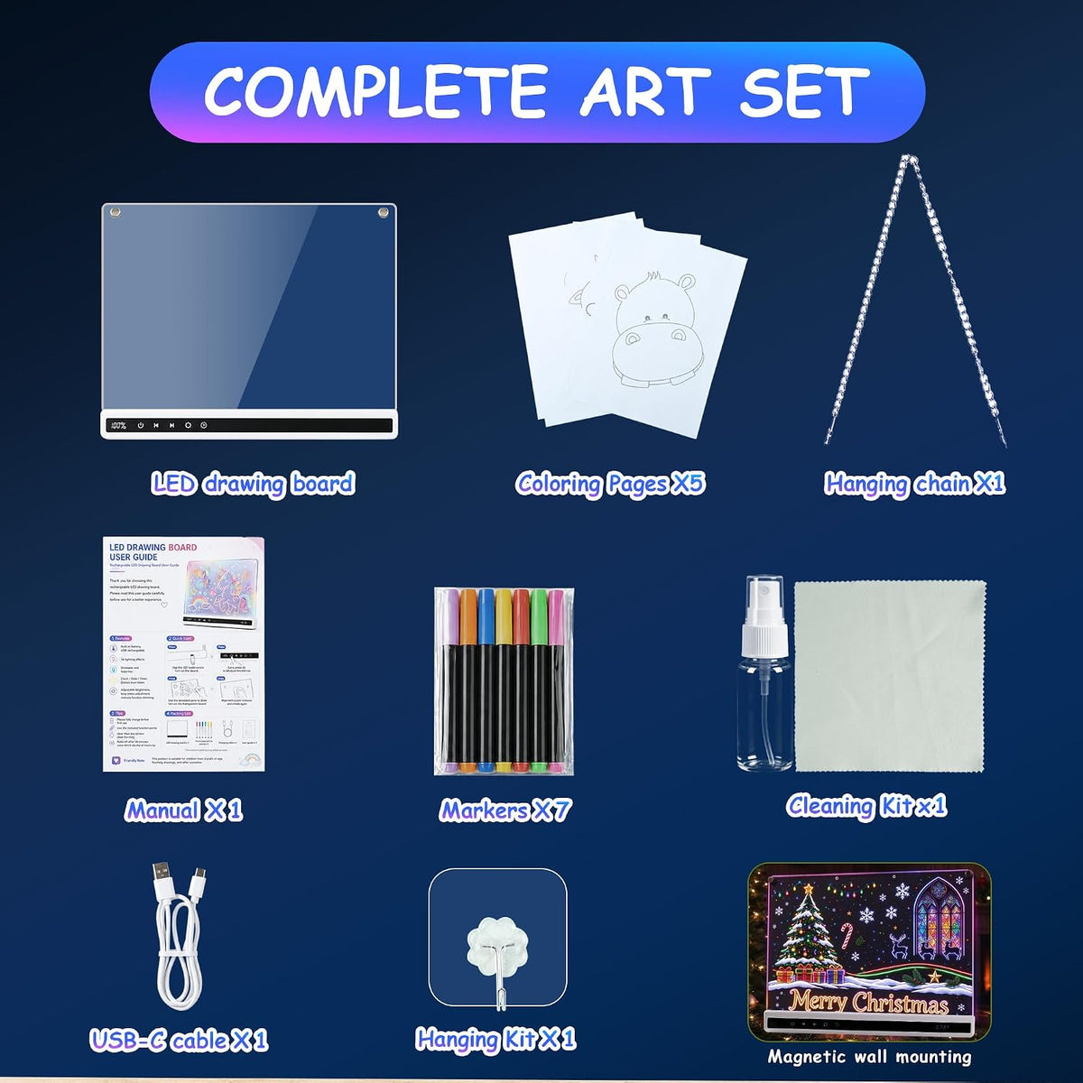 Tablero de dibujo LED de 16 pulgadas recargable iluminado tablero de dibujo