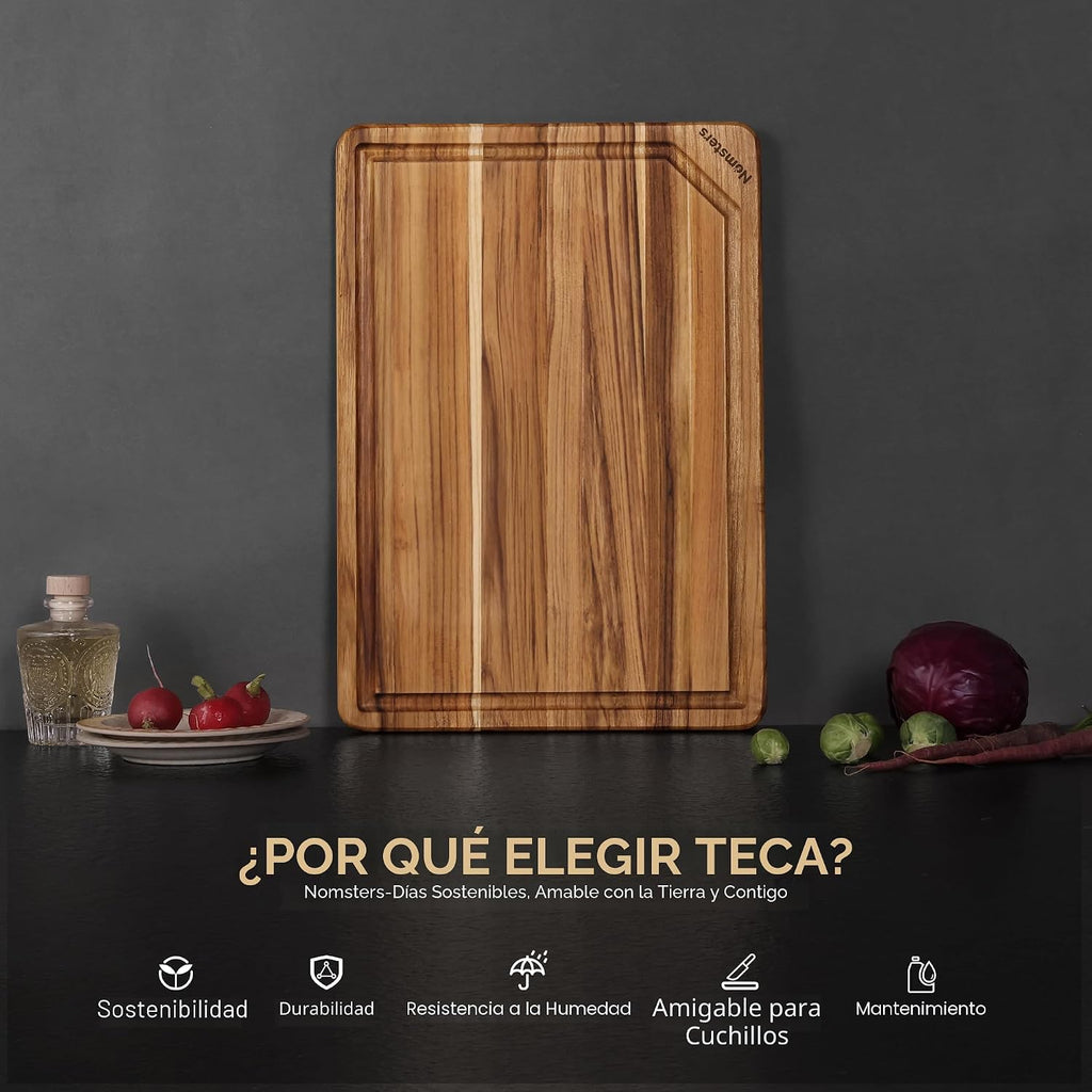Tabla de cortar de madera de teca para cocina Tablero de charcutería