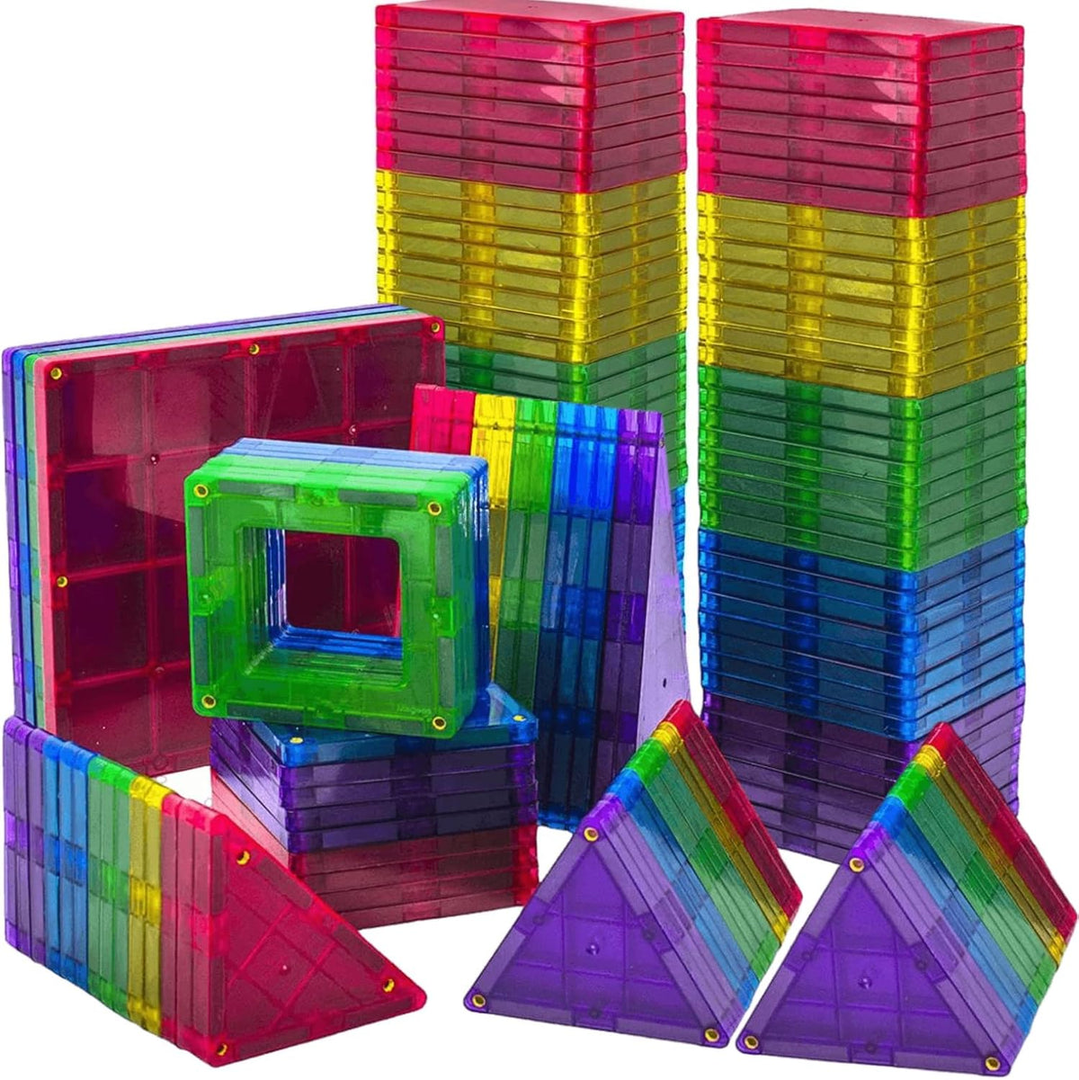 Bloques de construcción de azulejos magnéticos, juego avanzado de 113 piezas, juguetes STEM para niños y niñas de más de 3 años, imanes más fuertes, incluye 13 tarjetas del alfabeto, aprendizaje