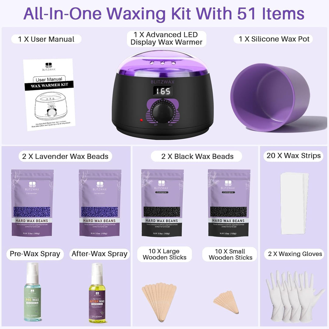 Kit de cera BLITZWAX para depilación brasileña y bikini para mujere...