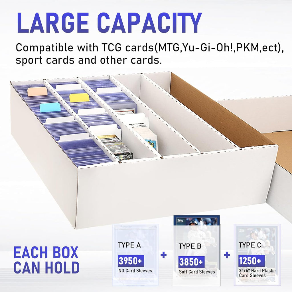 Caja de tarjetas deportivas de 5 filas y 3200 unidades, caja de almacenamiento de tarjetas de cartón con divisor a granel, caja de almacenamiento de tarjetas de béisbol, caja de