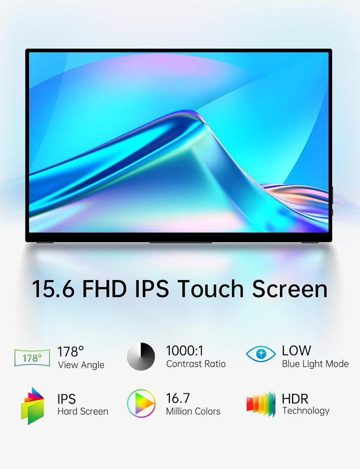 CAPERAVE Monitor Portátil Táctil de 15.6'', Pantalla Táctil...