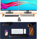 Almohadilla de escritorio de cuero y soporte para monitor