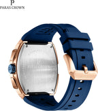 Paras Crown Relojes para Hombre Tonneau 5ATM Resistente al Agua Cuarzo Cronógrafo Analógico Reloj de Pulsera de Lujo para Hombre Caja de Acero Inoxidable Relojes de Hombre