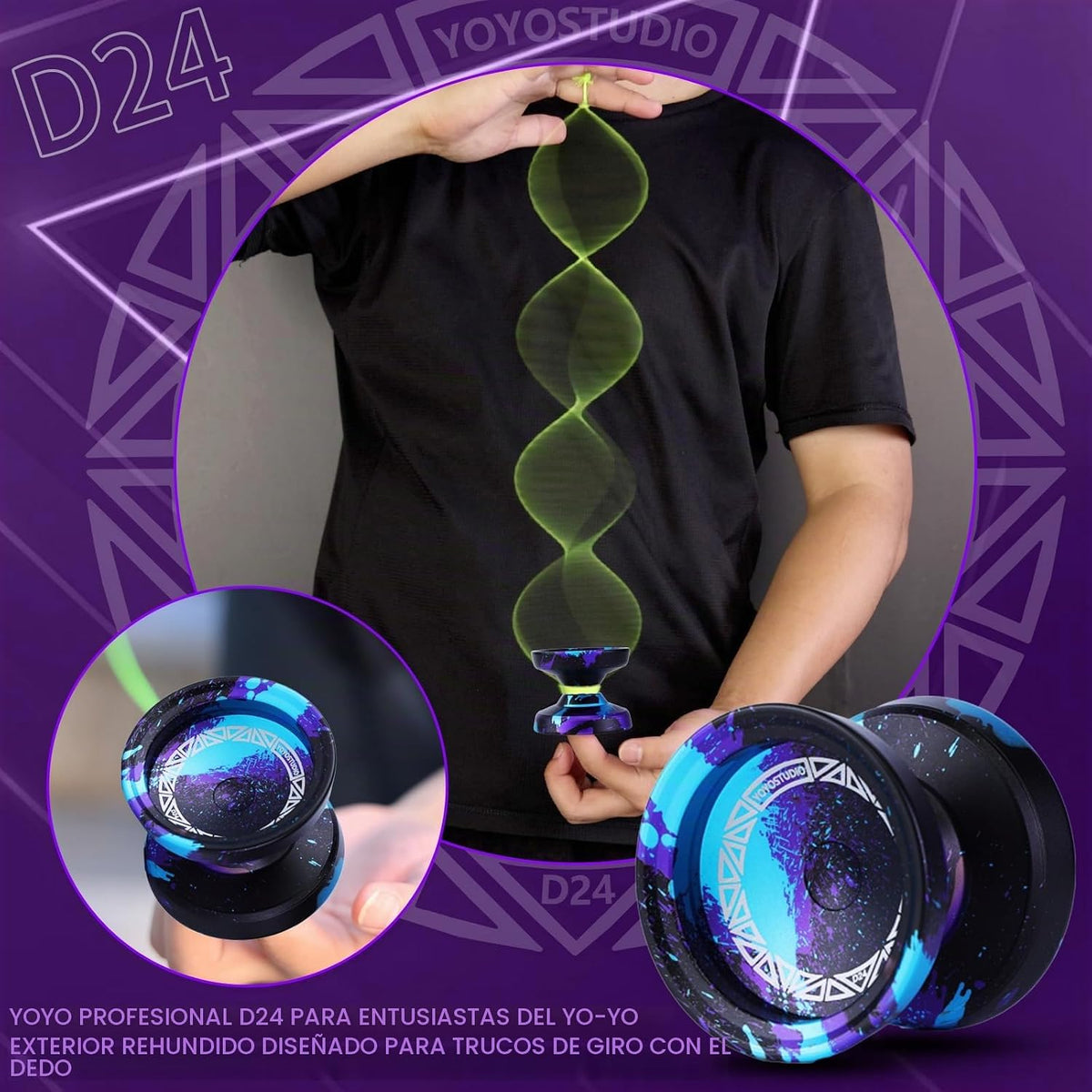 YOYOSTUDIO Yoyo profesional D24, truco de giro de dedo Yoyo para niños de 8