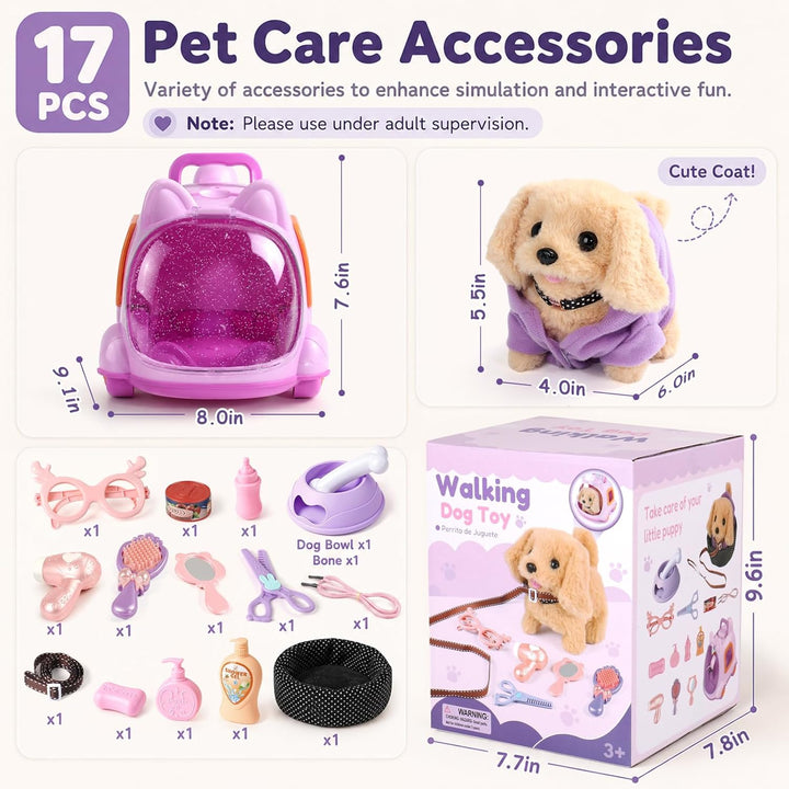 17 juguetes robot para perros para niñas de 3, 4, 5, 6 años, mini r...