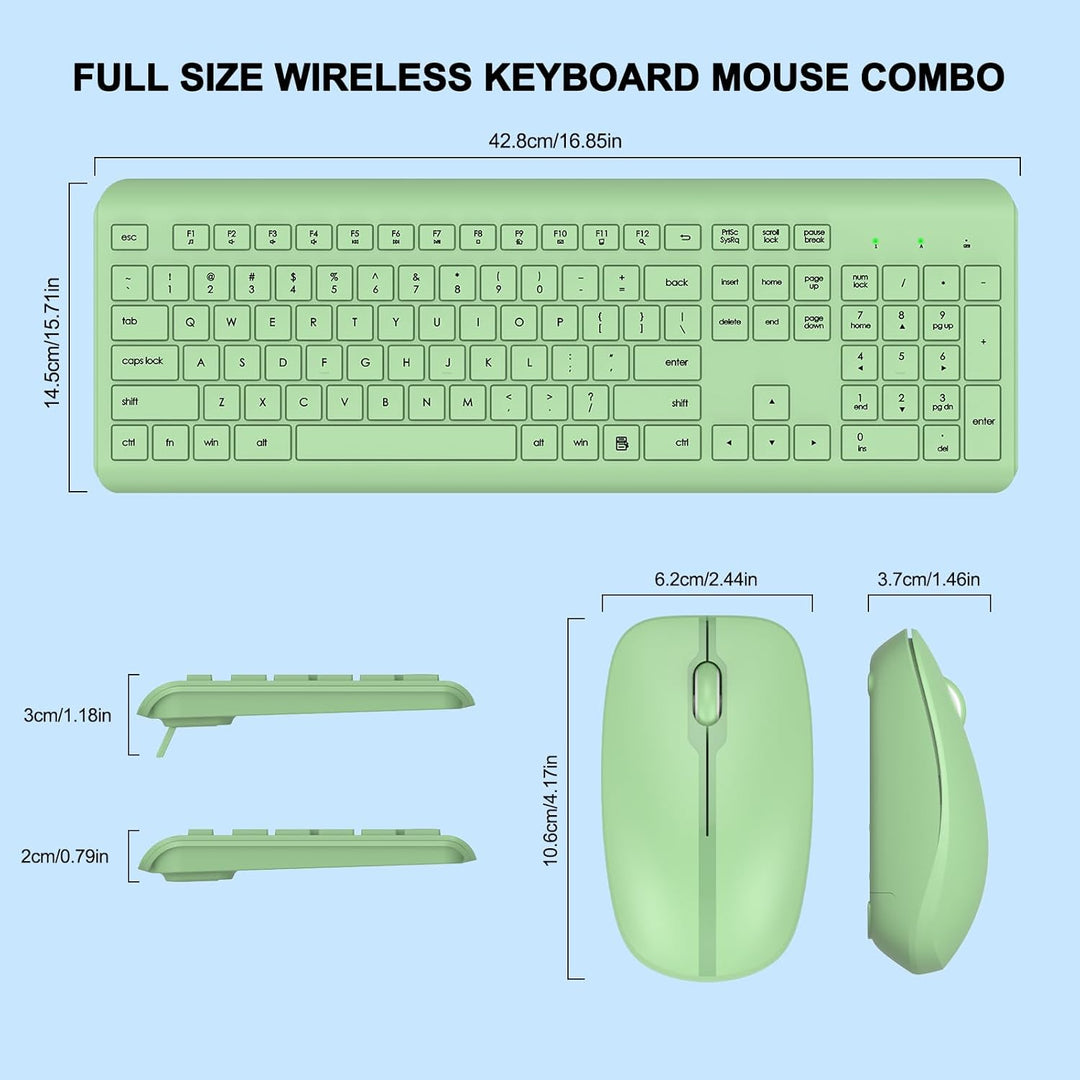 Combo de teclado y mouse inalámbricos, teclado ergonómico silencios...
