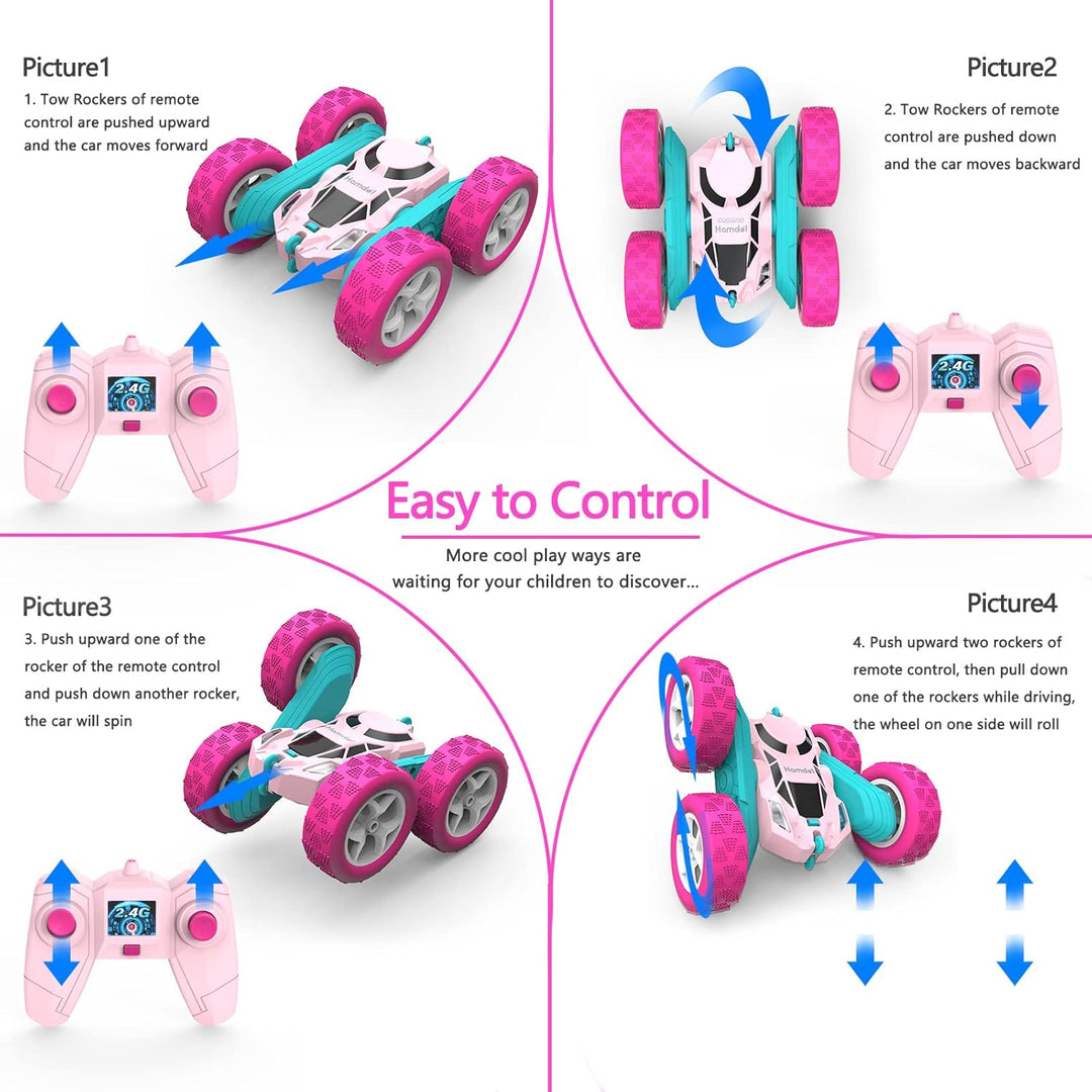 Auto a control remoto para niñas, auto a control remoto rosa de dob...