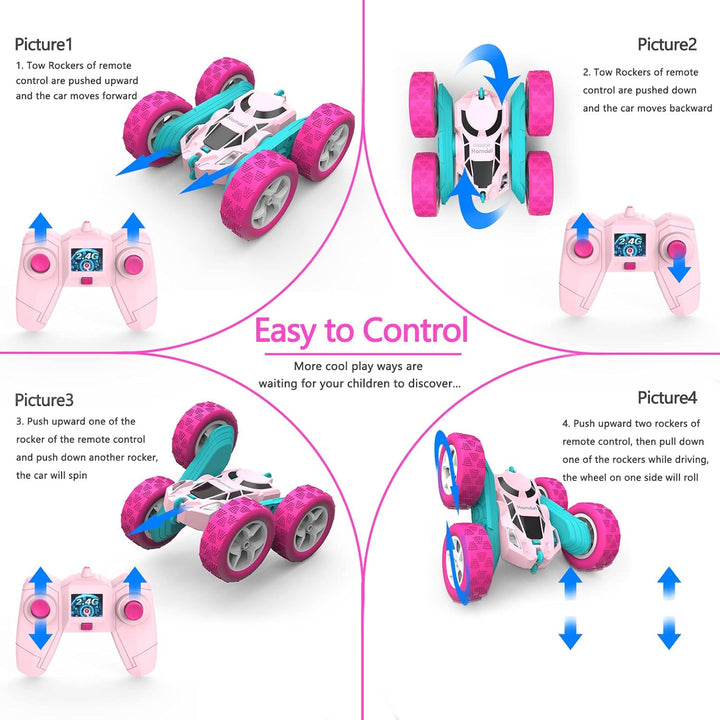 Auto a control remoto para niñas, auto a control remoto rosa de dob...