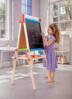 Caballete de madera para niños con rollo de papel y accesorios Hape All-in-One
