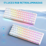 Gaozen Teclado mecánico 60% con cable para juegos, retroiluminado R...