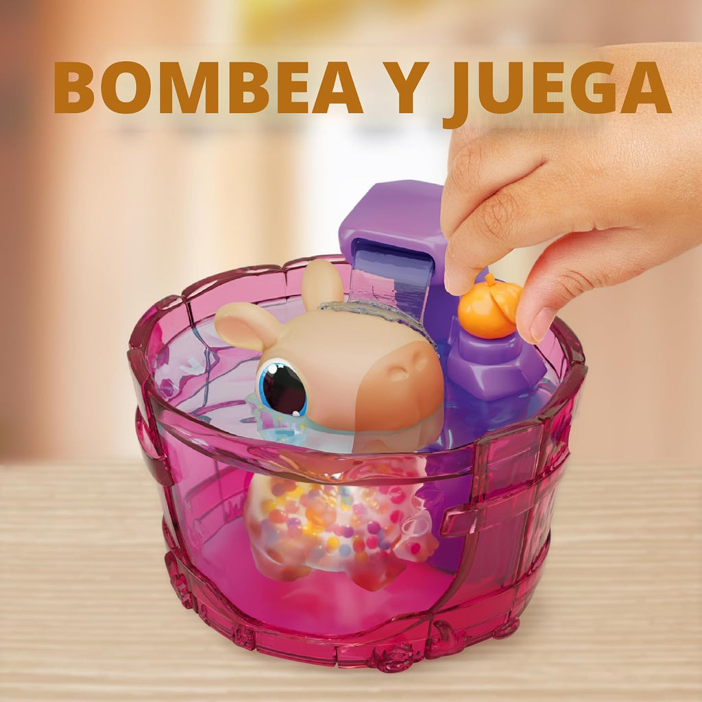 Animagic Let's Glo Capybara Spa Time | Juguete de agua blando y estirable flota y brilla | Edades 4+