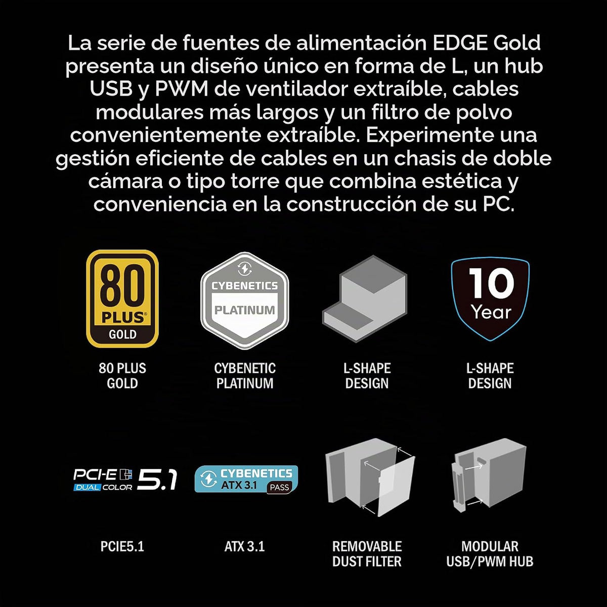 Lian Li EDGE1200W - Fuente de alimentación ATX totalmente modular d...